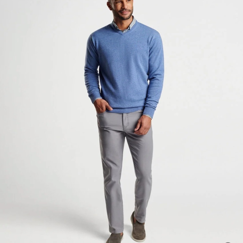 Peter Millar Silk And Cashmere Blend V-Neck Sweater Size M Classic Fit Fall